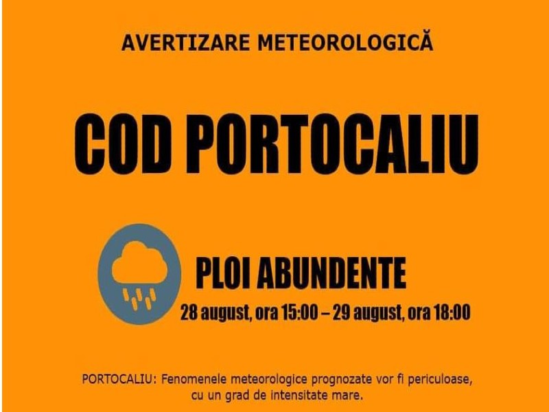 Avertizare meteo COD PORTOCALIU